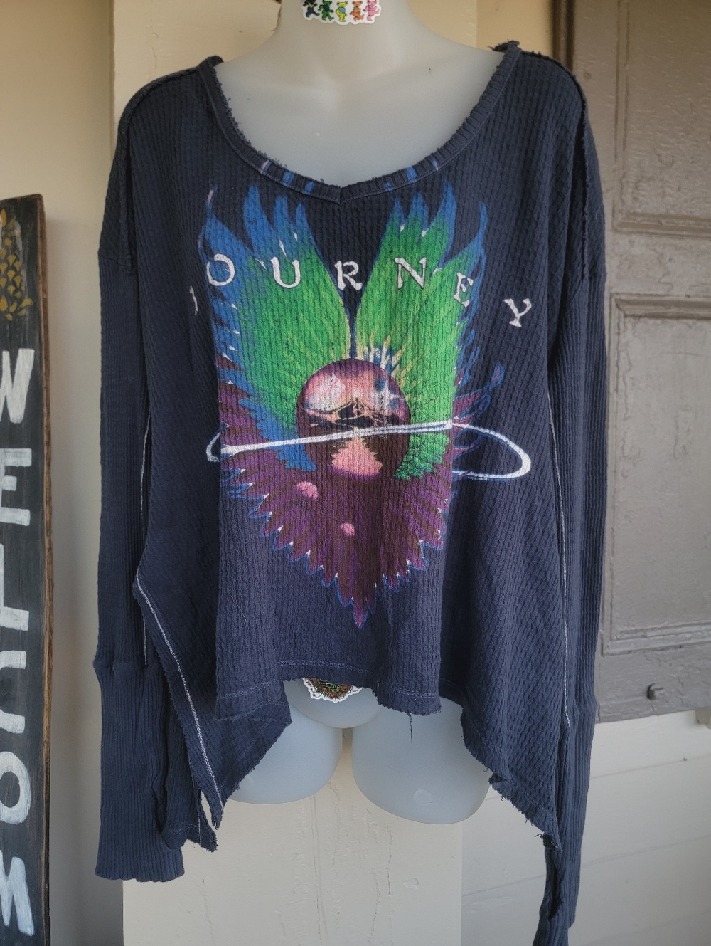 🌈 free People x Trunk LTD Journey drippy drapey Thermal long sleeve top tee - Picture 4 of 15
